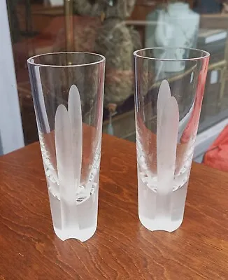 Buy Designer Edinburgh Crystal  Tectonic  Narrow Tall Shot Glasses -Frosted Recesses • 9.95£