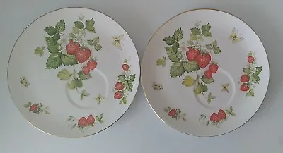 Buy Set Of 2 Rosina Queen's Virginia Strawberry Bone China Snack Tea Plates Saucers • 28.81£