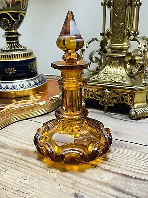 Buy Antique Vintage Amber Cut Glass Crystal Genie Perfume Scent Bottle Decanter. • 34.76£