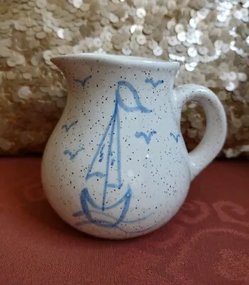 Buy Purbeck Pottery England White Jug Featuring Blue Sailing Boat  • 5.99£
