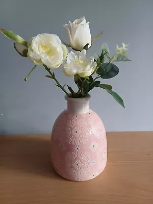 Buy STONEWARE VASE Pink Floral Vase By Langs Giftware 15cm Tall *NEW RANGE* • 17.95£