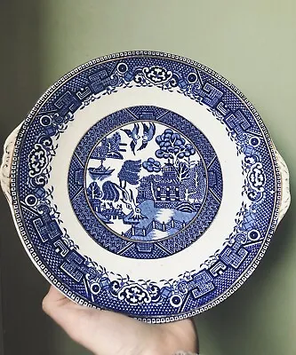 Buy Vintage Willow Ware Blue Ceramic Plate Gilded Washington Old Willow Stamped • 9.75£