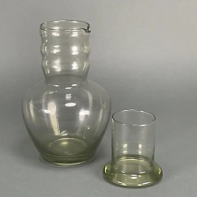 Buy Vintage 1940s Dunbar Glass Co. Tumble Up Bedside Water Carafe Pitcher W/ Tumbler • 74£