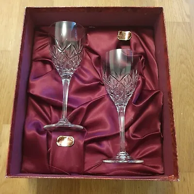 Buy Pair Of Doulton International Hellene Crystal Sherry Glasses Boxed 16cm Height  • 15£