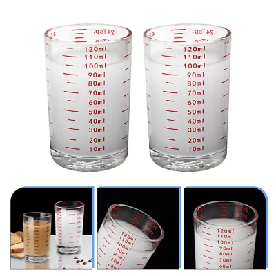 Buy  2 Pcs Graduated Cup Glass With Scale Shot Espresso Jugs Measurer • 13.15£