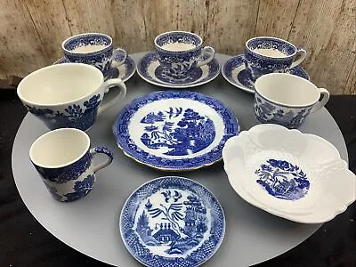 Buy Mixed Lot Vintage/Antique China Blue & White Olde Willow Cups, Saucers, Plates • 16£