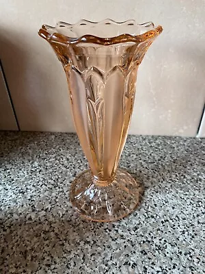 Buy Vintage Pink Clear & Frosted Glass Vase 8 Inches Tall  • 5.50£