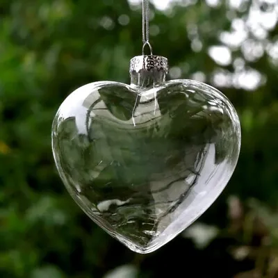 Buy 36X Clear Glass Fillable Baubles Heart Shape Wedding Hanging Ornaments Romantic • 38.95£