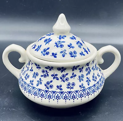 Buy English Ironstone Tableware Blue Rose Design Lidded Sugar Bowl • 12.95£