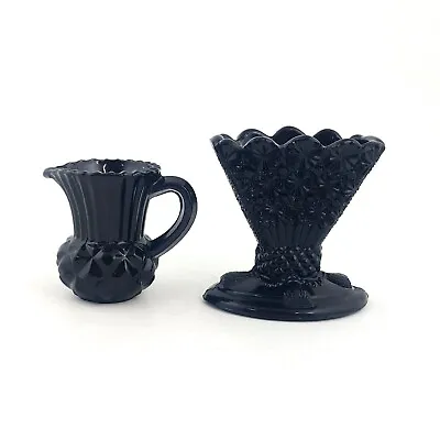 Buy Victorian Davidson Black Glass Vase Miniature Jug - 6798 OA • 25£