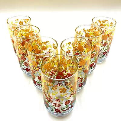 Buy Anchor Hocking Vintage Red Orange Yellow 12 Oz Drinking Glasses Set Of 7 • 38.91£