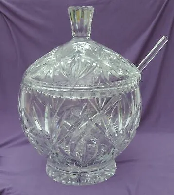 Buy Large Cut Glass Punch Bowl With Lid And Ladle • 125£