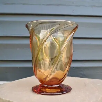 Buy Vintage Thomas Webb Amber Twist Glass Celery Vase • 75£
