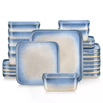 Buy Vancasso 24pc Dinner Set Crockery Dinnerware Ceramic Bowls Plates Geometric • 123.49£