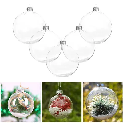 Buy 5/10/25/50x Clear Glass Ball Bauble Hanging Sphere Fillable Christmas Decoration • 7.95£