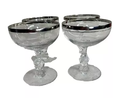 Buy BLEFELD Silver Rim Champagne Crystal Vintage Antique Glass 1960’s Set Of 4 • 18.97£