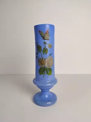 Buy Antique Victorian Blue Handpainted Opaline Blue Glass Vase • 15£