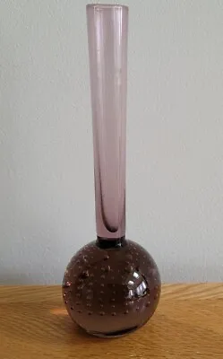 Buy Vintage Retro BULLICANTE Coloured Controlled Bubble Glass Bud Stem Vase BROWN • 16.50£