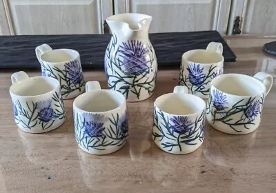 Buy Scottish Crail Studio Art Pottery Thistle Design 6 Cups + Jug  • 29.99£