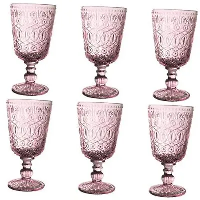 Buy  Vintage Glassware Water Goblets Drinking Colored Wine Glasses Set Of 6 Purple • 41.45£