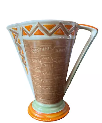 Buy Myott, Son & Co Vintage Art Deco Orange Brown Conical Jug/Vase 8499 Hand Painted • 39£