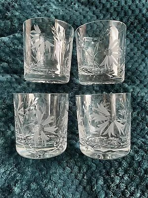 Buy Royal Brierley Mouthblown Hand Cut Crystal Vintage Cornflower Whisky Glasses • 80£