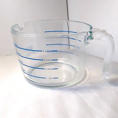 Buy Vintage Pyrex Glass 4 Cup Measure Blue Lines US  #M-320 #B 29 New York, USA • 20.14£