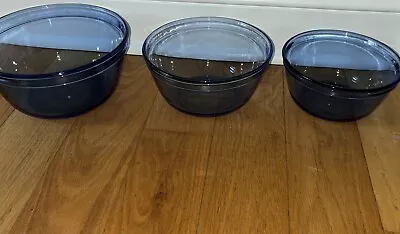 Buy Anchor Hocking Cobalt Blue Glass Mixing Bowls Set Of 3 Nesting 4, 2.5, & 1.5 Qt  • 29.36£