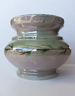 Buy Vintage Art Deco Burleigh Ware Burgess & Leigh Pottery Lustre Vase Green Pink • 18£