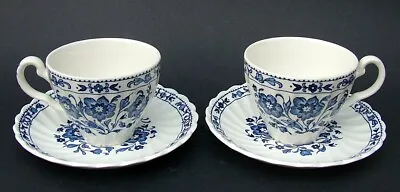 Buy TWO Johnson Brothers For Marks & Spencer Blue Floral Tea Cups & Saucers - In VGC • 9.50£
