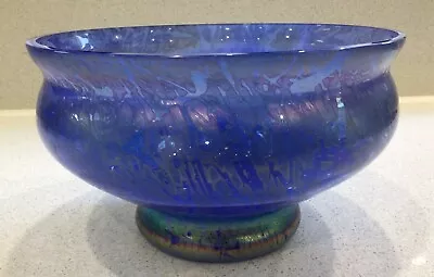 Buy Vase Bowl Royal Brierley Glass Royal Blue Iridescent Fruit Bowl Studio Range. • 38£