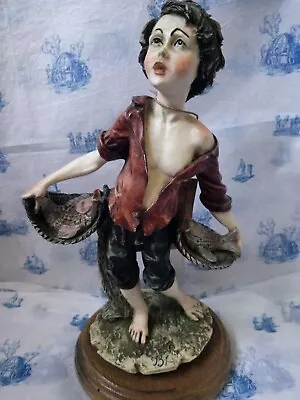 Buy Vintage Capodimonte Fish Seller Young Man Boy Figurine Ornament Certificate(2997 • 17.95£