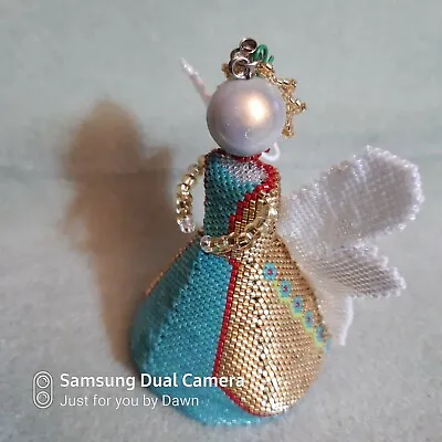 Buy Handcrafted Beaded Christmas Angel Tree Decoration (large/tree Topper) • 45£