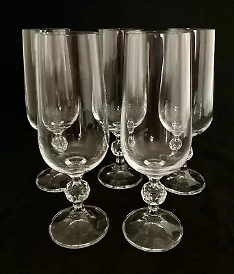 Buy 5 CLAUDIA Czech Crystal 6.75” Champagne Glasses Faceted Ball Stem ~ Excellent • 13.28£