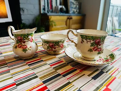 Buy Lovely Royal Stafford Bone China Tea Set Trio In  Olde English Garden  Pattern • 5£