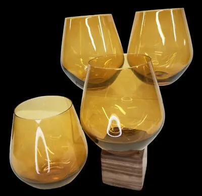 Buy Shannon MERIDIAN Amber Crystal Stemless Wine Glass Set 4 Czech Republic • 23.70£