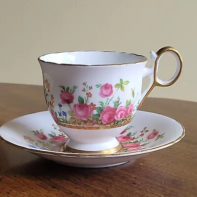 Buy Vtg H M Sutherland Bone China Teacup And Saucer Country Garden Floral England • 14.22£