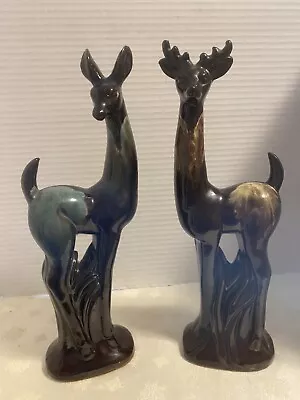 Buy Vintage Canadian Art Pottery Buck And Doe Irredescent Glaze Figurines  • 39.61£
