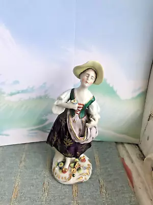 Buy Antique Sitzendorf Porcelain Figure Lady German C.1890 Figurine Germany Old Aaa • 20£