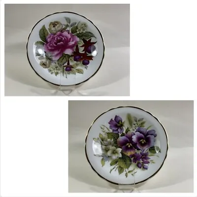Buy Two Fenton Collectable Fine Bone China Pin Soap Trinket Dishes Floral Design • 19.99£