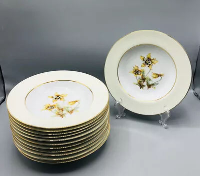 Buy Set Of 12 Kent China Capri Pattern Soup Salad Bowls Yellow Lily Gold Rim, Japan • 57.19£