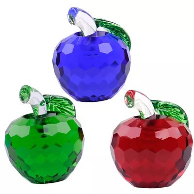 Buy Vintage 3D Apples Figurines Glass Crystal Paperweight Wedding Ornament Gift Sp • 11.58£