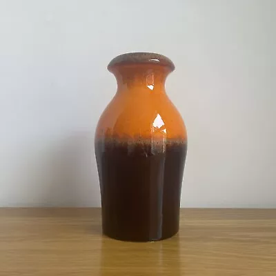 Buy Orange Art Vase Vintage Mid Century Scheurich Ceramic 208-21 West Germany • 25£