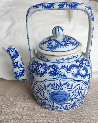 Buy Vintage Chinese Teapot Hand Painted Blue &White Teapot Made In China Lid • 15£
