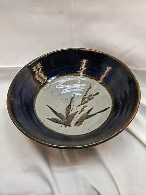 Buy Vtg Mid Century STUDIO POTTERY Stoneware BAMBOO Grass Decorative Bowl Blue Glaze • 11.03£