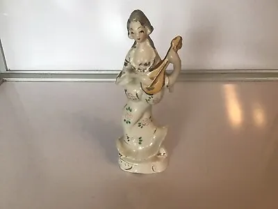 Buy Vintage Pottery Figurine Of A Lady Playing A Viola By Farylite Foreign Made In J • 10£