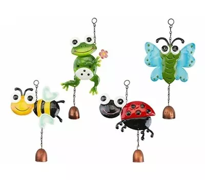 Buy Set Of 4  Happy Animal Insect  Metal Windchimes Garden Ornaments Outdoors Cute • 10.95£