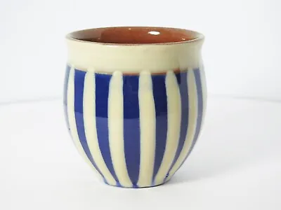Buy Vintage Douglas Zadek Cobham Blue & Cream Striped Slipware  Vase Bernard Leach • 65£
