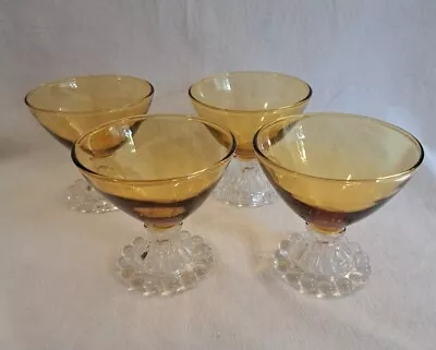 Buy Vintage Anchor Hocking Amber Set Of 4 Boopie Bubble Champagne Sherbet Glasses • 14.38£