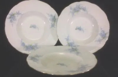 Buy 3 Vintage Sevres China Co. USA Blue Floral Embossed Gold Trim Soup Bowls • 6.63£